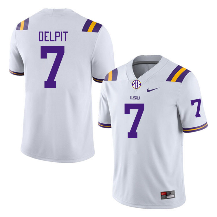 LSU Tigers #7 Grant Delpit College Football Jerseys Stitched Sale-White